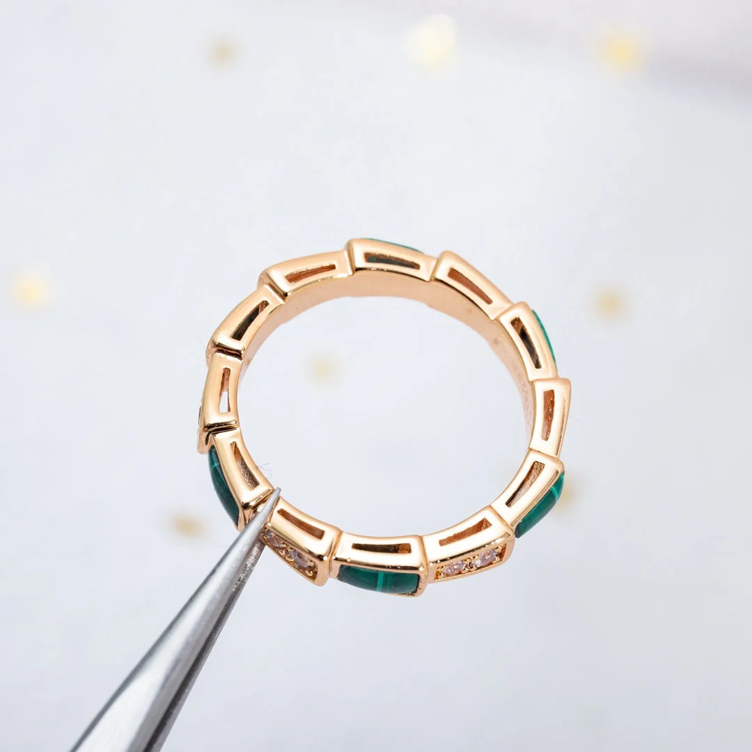 [Bulgari]SERPENTI RING PINK GOLD MALACHITE DIAMOND 3MM