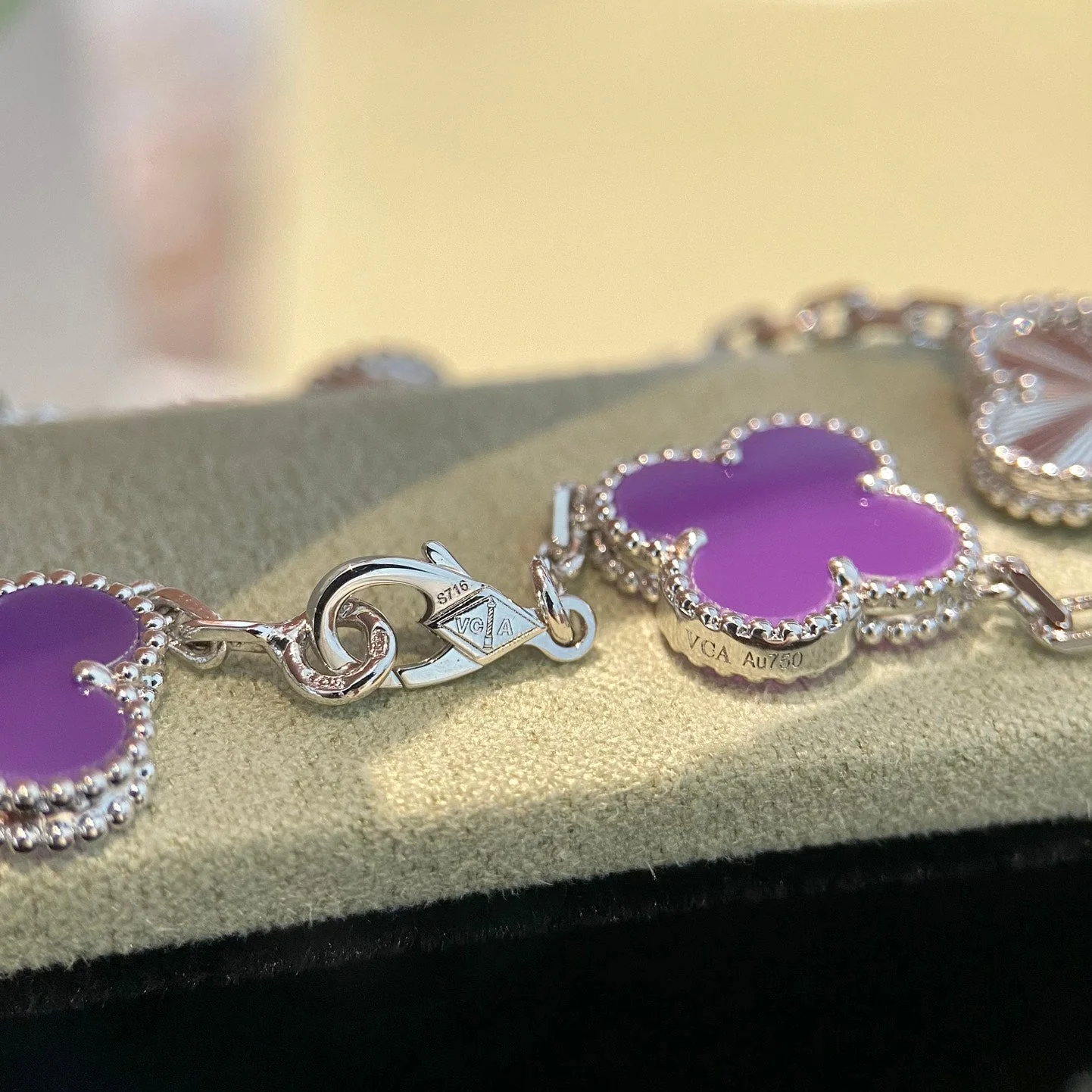 [Van Cleef & Arpels]  5 MOTIFS  PURPLE VIOLET BRACELET SILVER