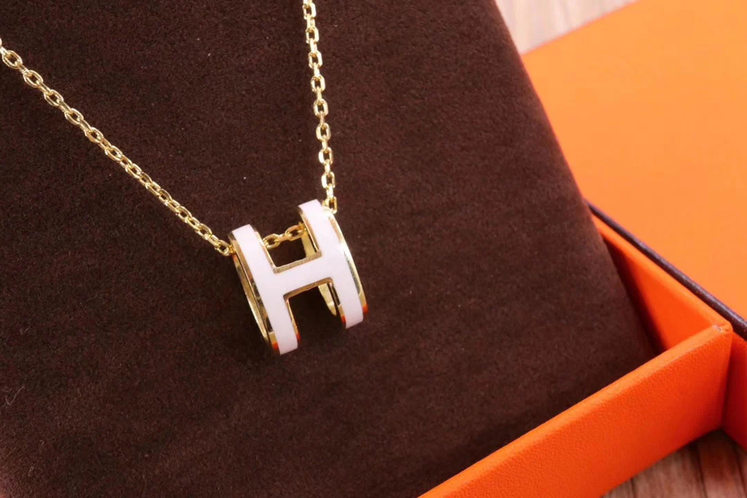 [Hermes]HM CLIC YELLOW ENAMEL GOLD NECKLACE