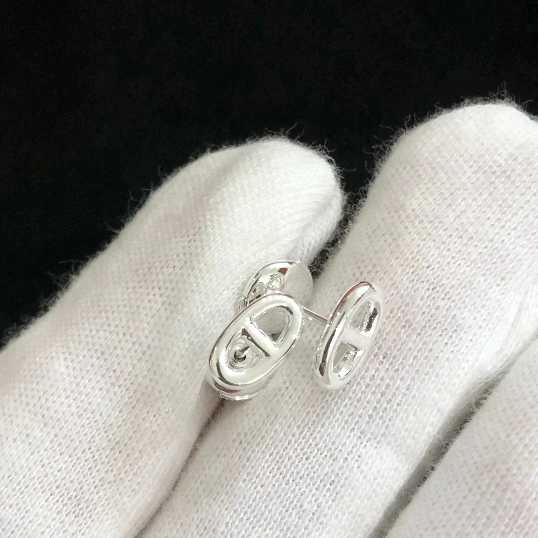 [Hermes]CHAINE SMALL EARRINGS GOLD AND SILVER