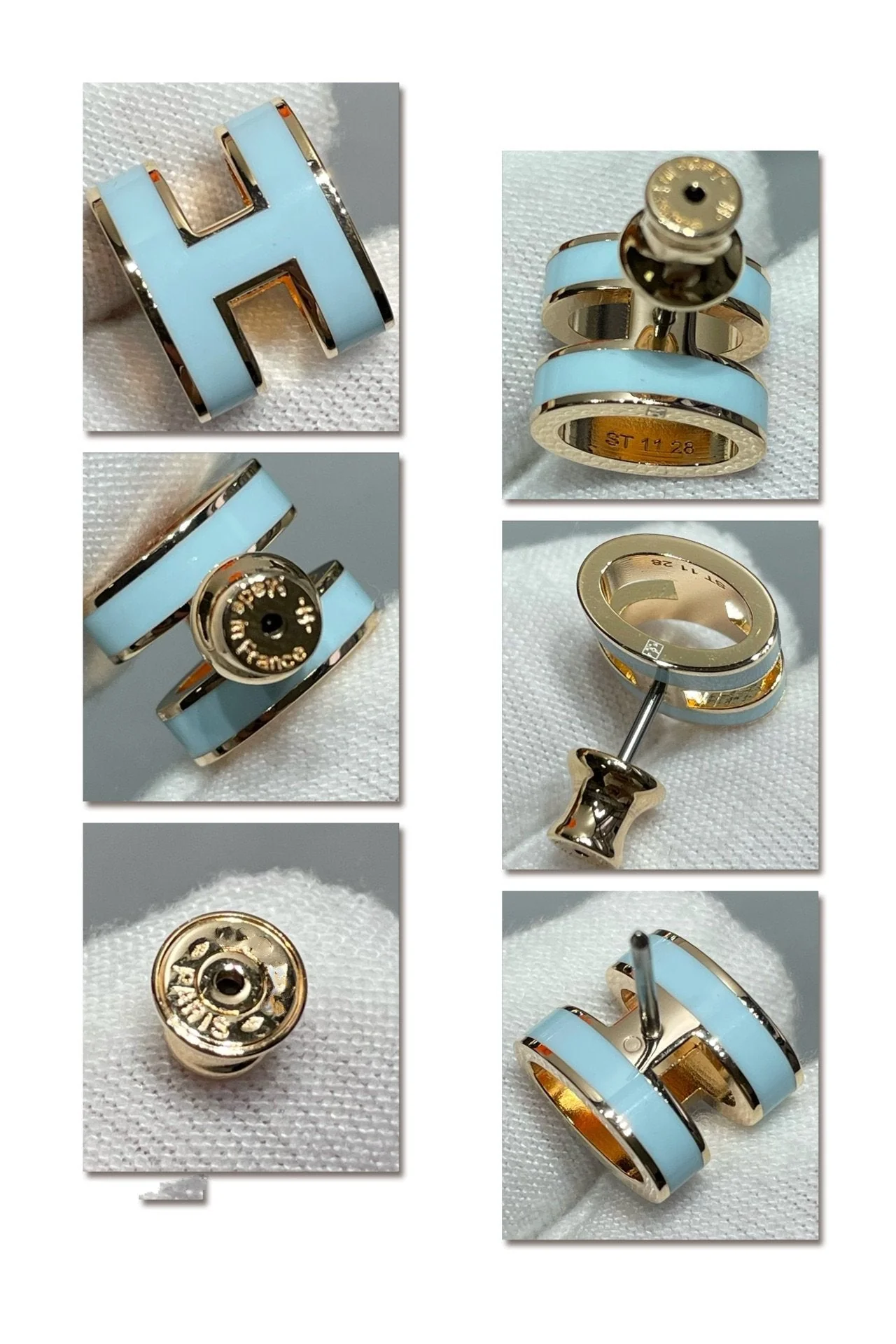 [Hermes]POP H SKY BLUE STUD EARRINGS