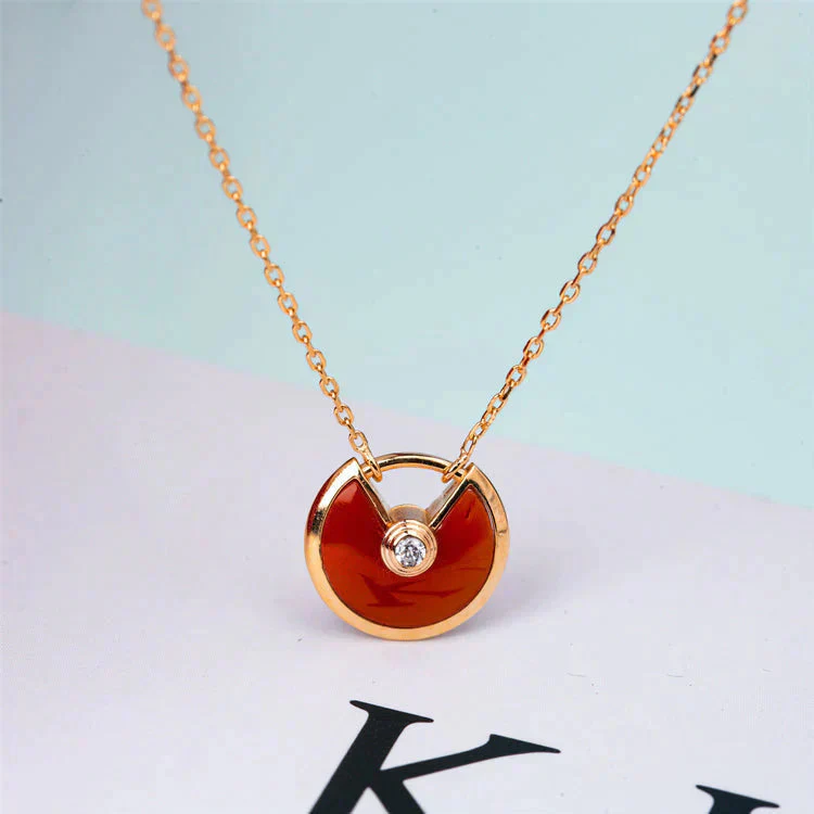[Cartier]AMULETTE GOLD CARNELIAN ONYX NECKLACE
