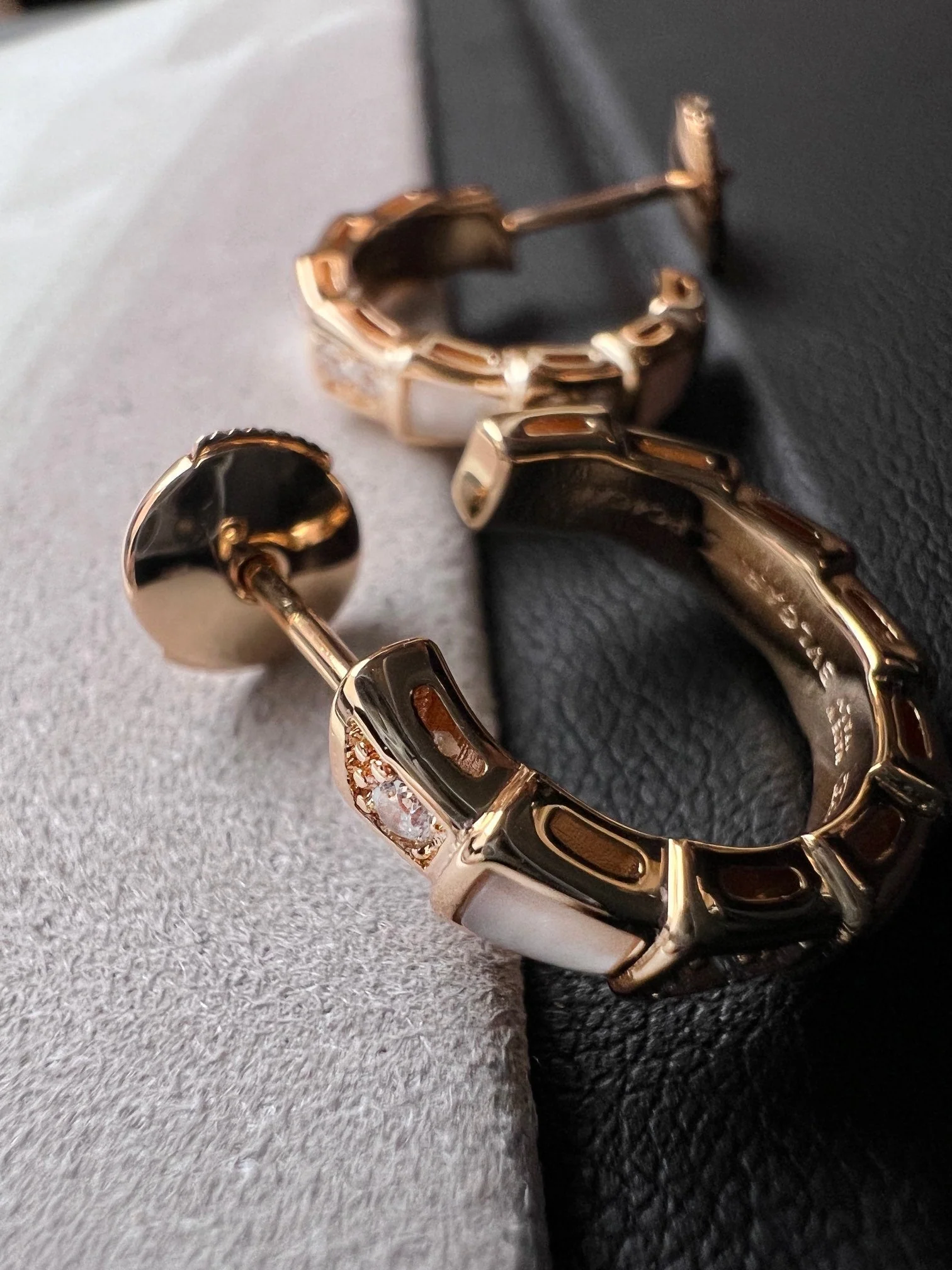 [Bulgari]SERPENTI MOP PINK GOLD EARRINGS