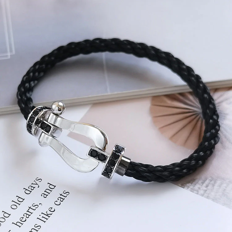 [Fred]FORCE LARGE HORSESHOE BLACK DIAMOND BRACELET SILVER