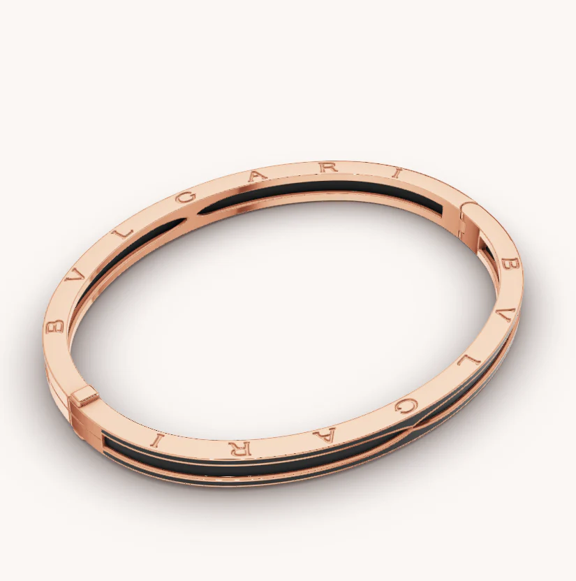 [Bulgari]ZERO 1 PINK GOLD WITH MATTE BLACK CERAMIC BRACELET