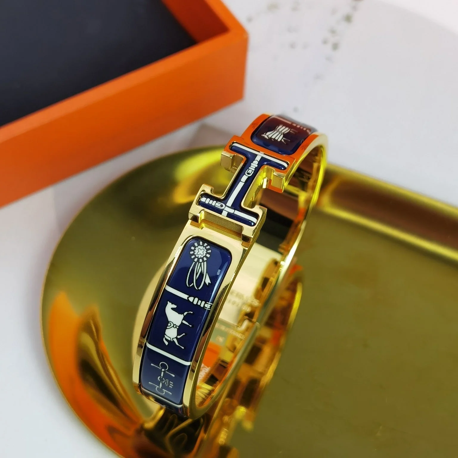 [Hermes]H COUVERTURES DARK BLUE BRACELET