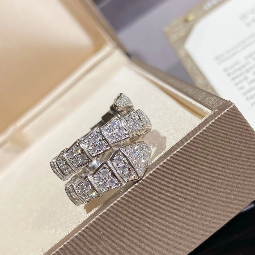 [Bulgari]SERPENTI DOUBLE RING SILVER DIAMOND PAVED