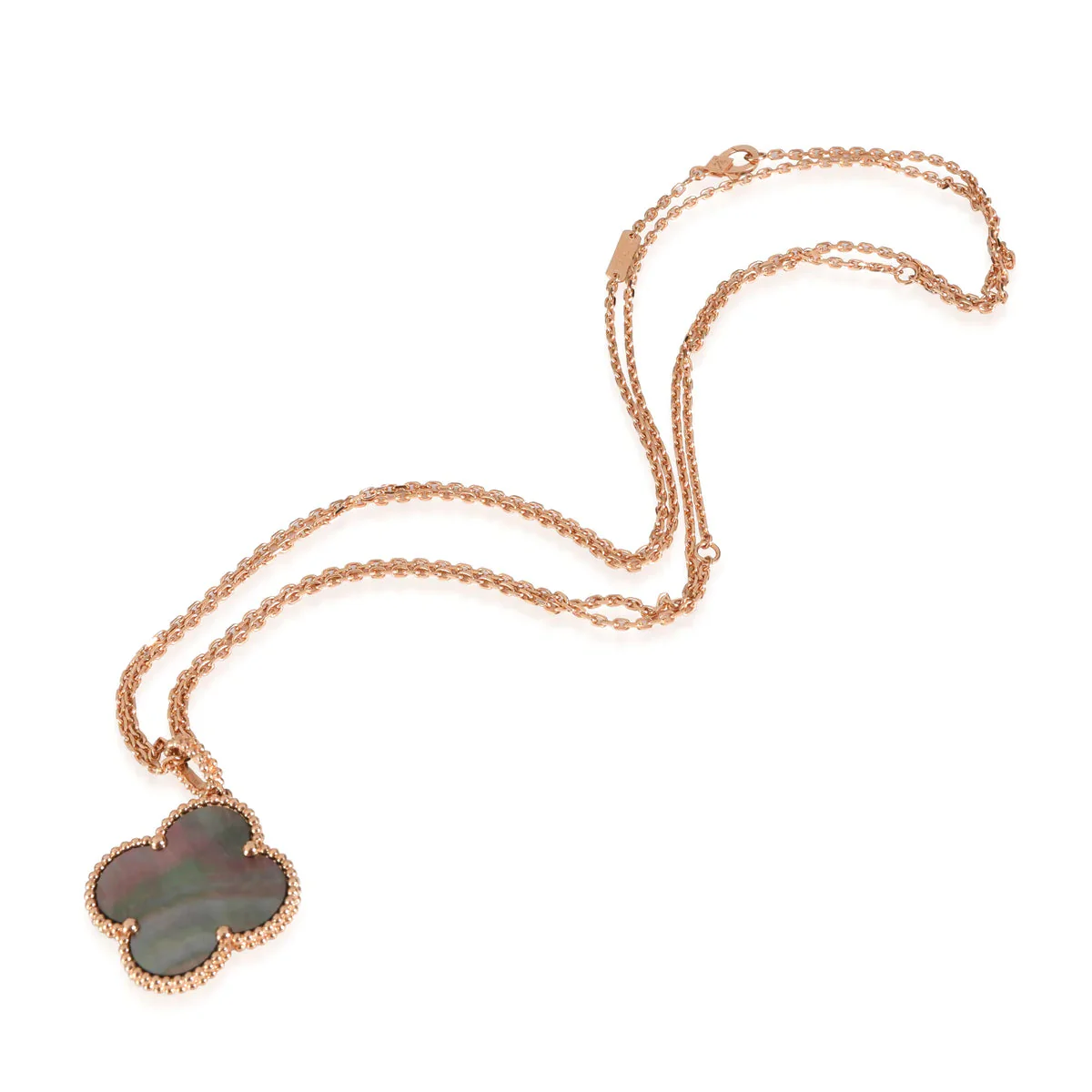 [Van Cleef & Arpels] 25MM GOLD DARK MOP BIG CLOVER NECKLACE