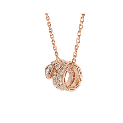 [Bulgari]SERPENTI PINK GOLD NECKLACE DOUBLE RING DIAMOND
