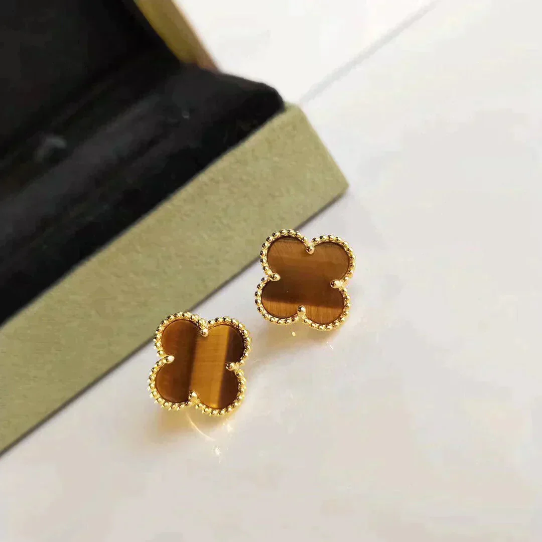 [Van Cleef & Arpels] MEDIUM 1 MOTIFS TIGER EYE EARRINGS