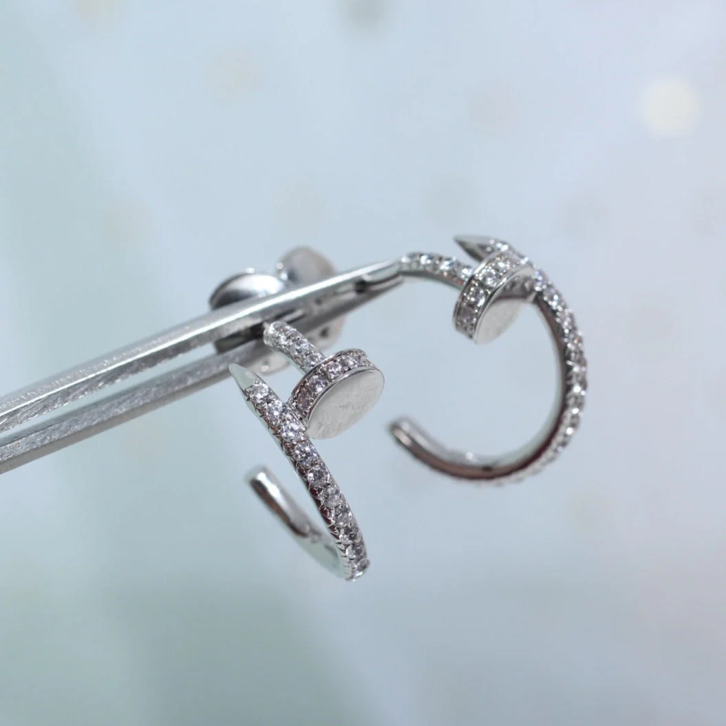 [Cartier]JUSTE EARRINGS 12.75MM SILVER DIAMOND