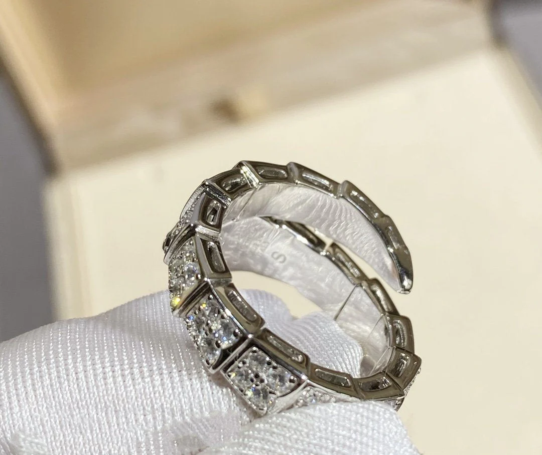 [Bulgari]SERPENTI RING SILVER DIAMOND PAVED
