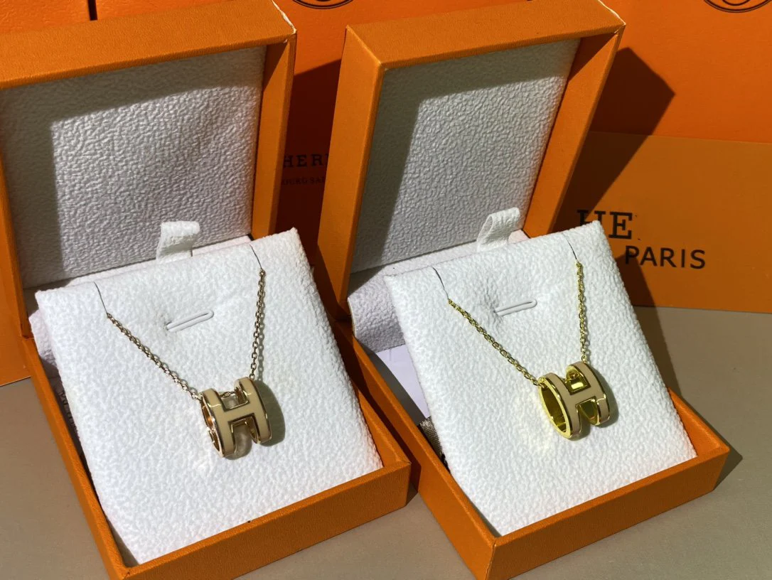 [Hermes]HM CLIC YELLOW ENAMEL GOLD NECKLACE
