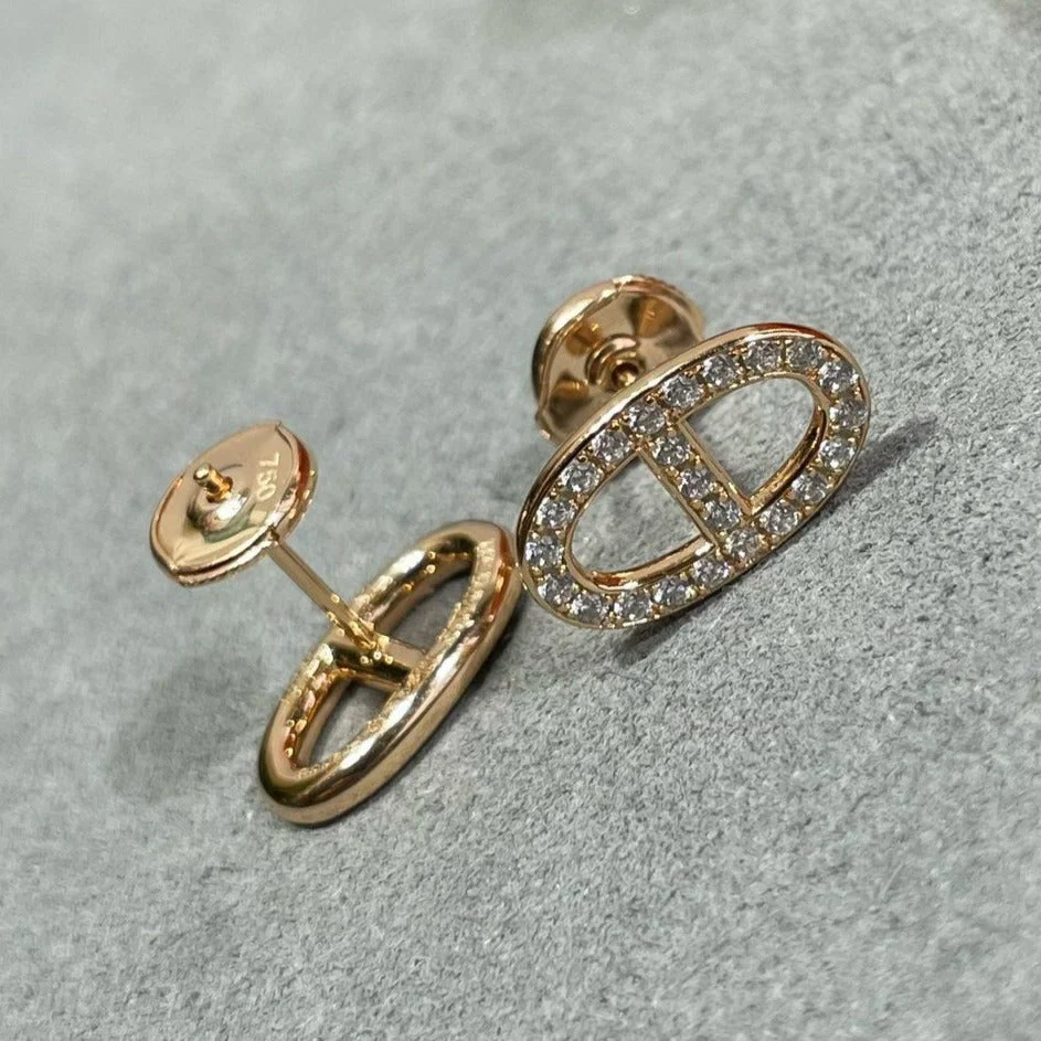 [Hermes]HM FULL DIAMOND PIG NOSE STUD EARRINGS