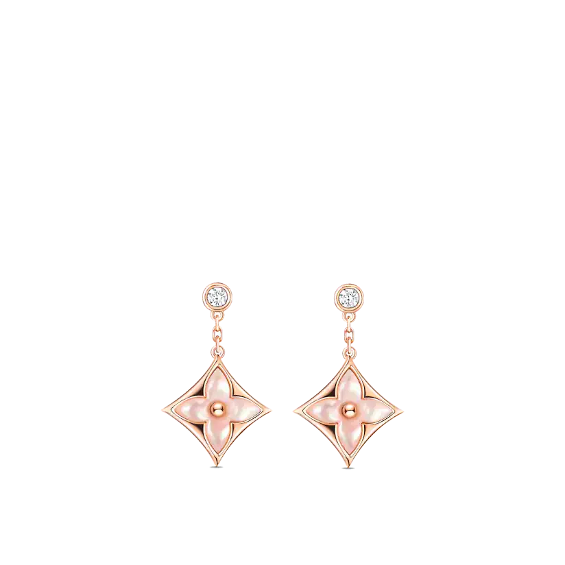 [Louis vuitton]DOUBLE STAR PINK GOLD MOP DROP EARRINGS