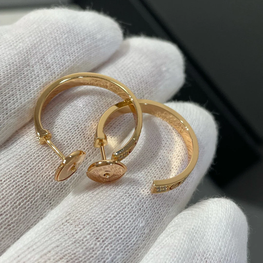 [Cartier]LOVE DIAMOND PINK GOLD HOOP EARRINGS