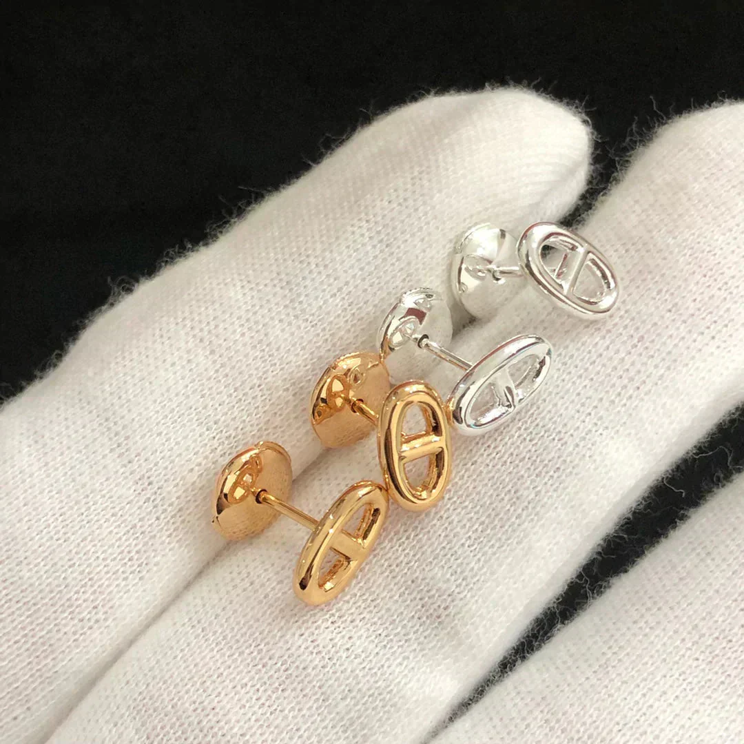 [Hermes]CHAINE SMALL EARRINGS GOLD AND SILVER