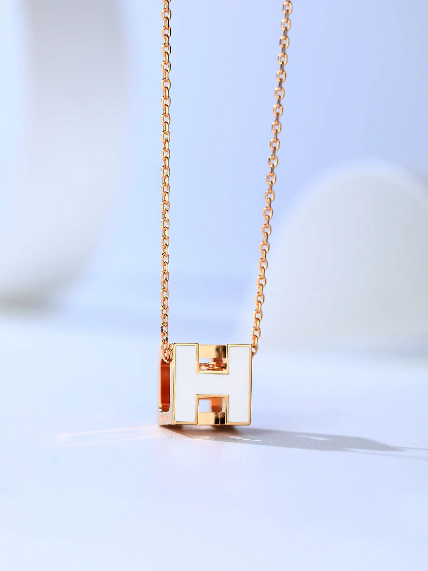 [Hermes]H CAGE PINK GOLD NECKLACE