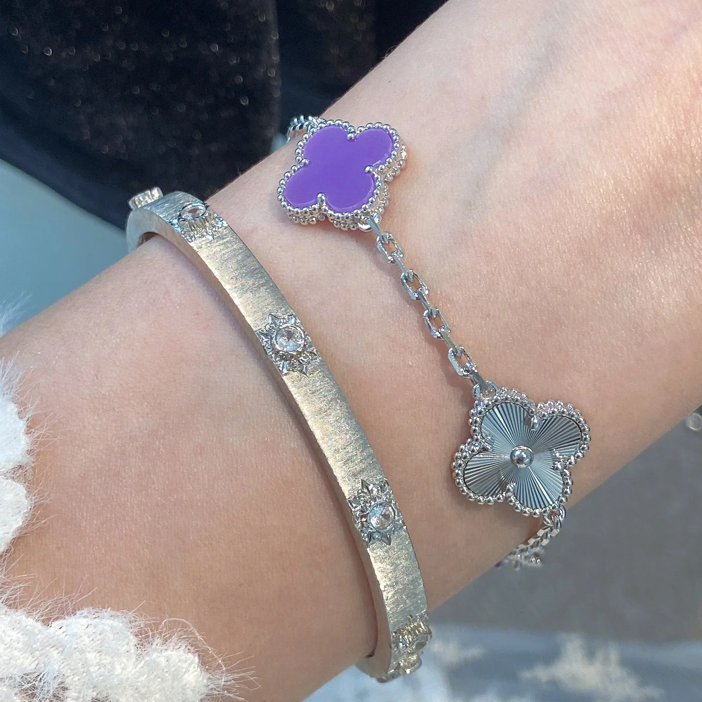 [Van Cleef & Arpels]  5 MOTIFS  PURPLE VIOLET BRACELET SILVER