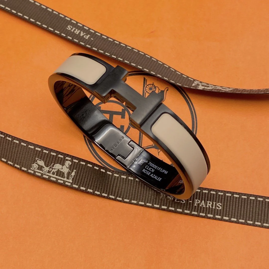 [Hermes]H BRACELET 12MM BLACK BEIGE CERAMIC
