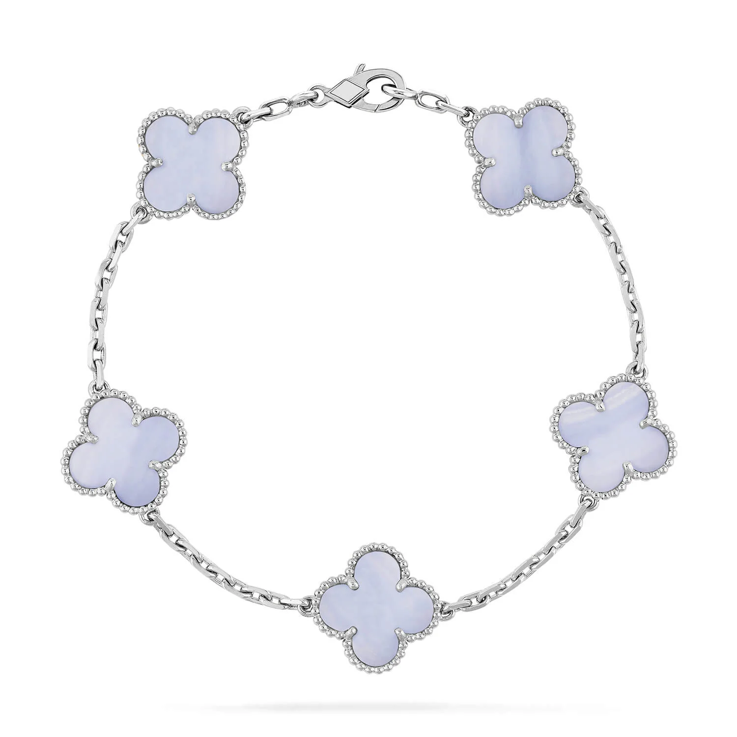 [Van Cleef & Arpels]  5 MOTIF PURPLE CHALCEDONY BRACELET SILVER