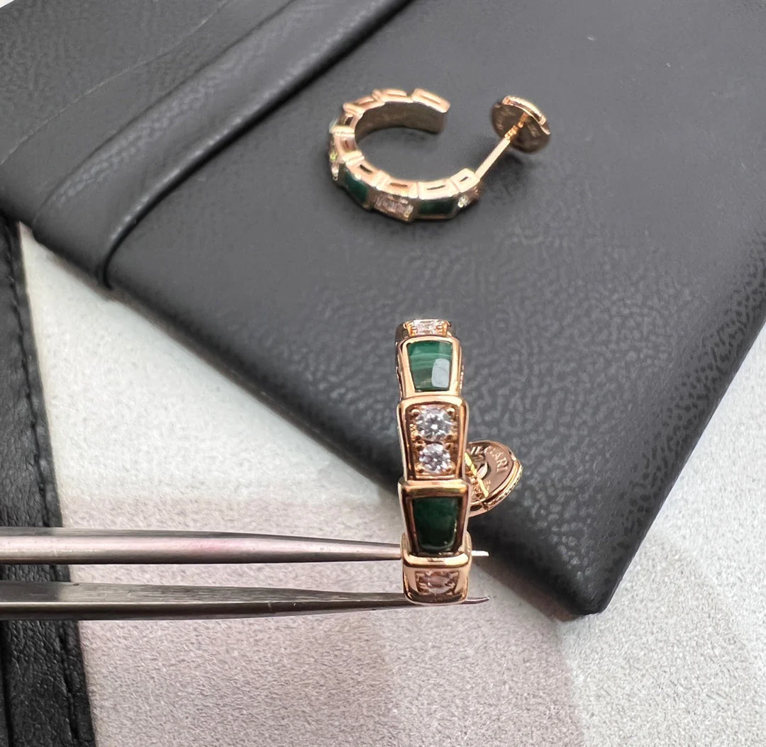 [Bulgari]SERPENTI MALACHITE PINK GOLD EARRINGS