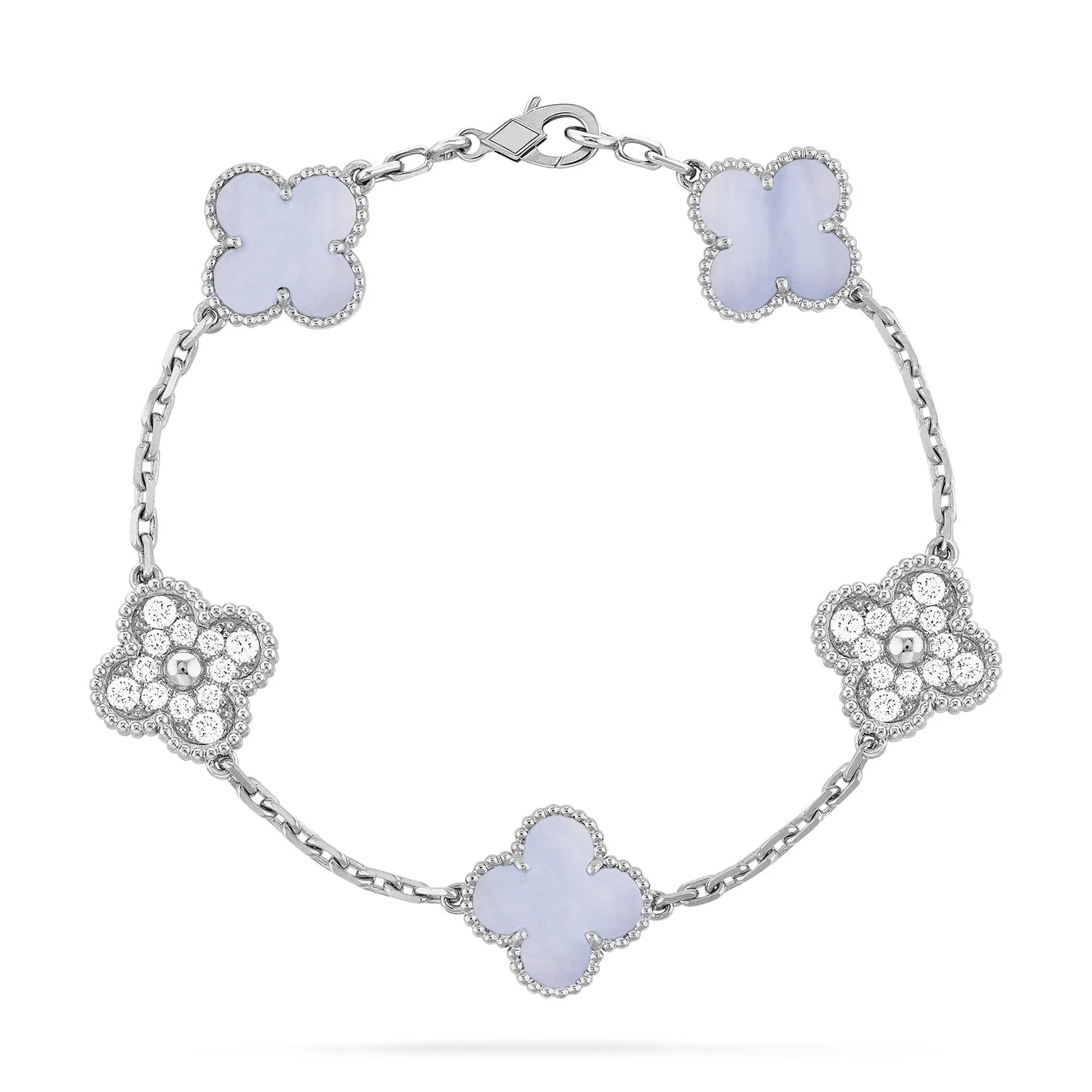 [Van Cleef & Arpels]  5 MOTIF DIAMOND PURPLE CHALCEDONY BRACELET SILVER