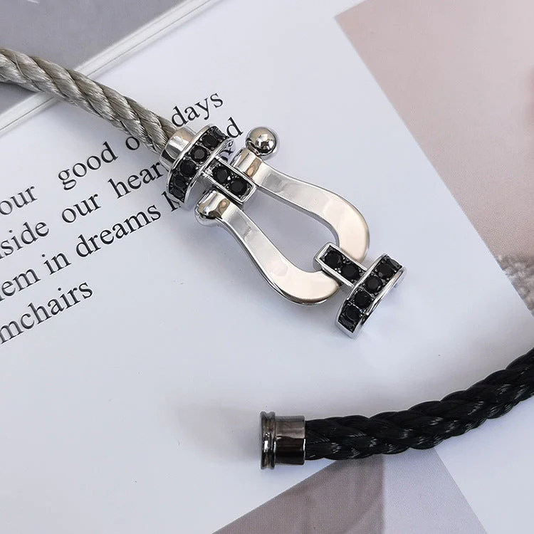 [Fred]FORCE LARGE HORSESHOE BLACK DIAMOND BRACELET SILVER