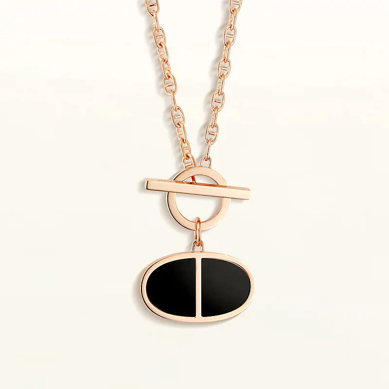 [Hermes]CHAINE VERSO BLACK CERAMIC NECKLACE