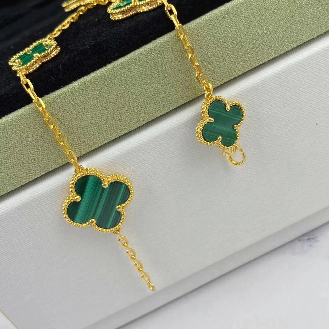 [Van Cleef & Arpels]MAGIC CLOVER MALACHITE GOLD BRACELET 5 MOTIFS