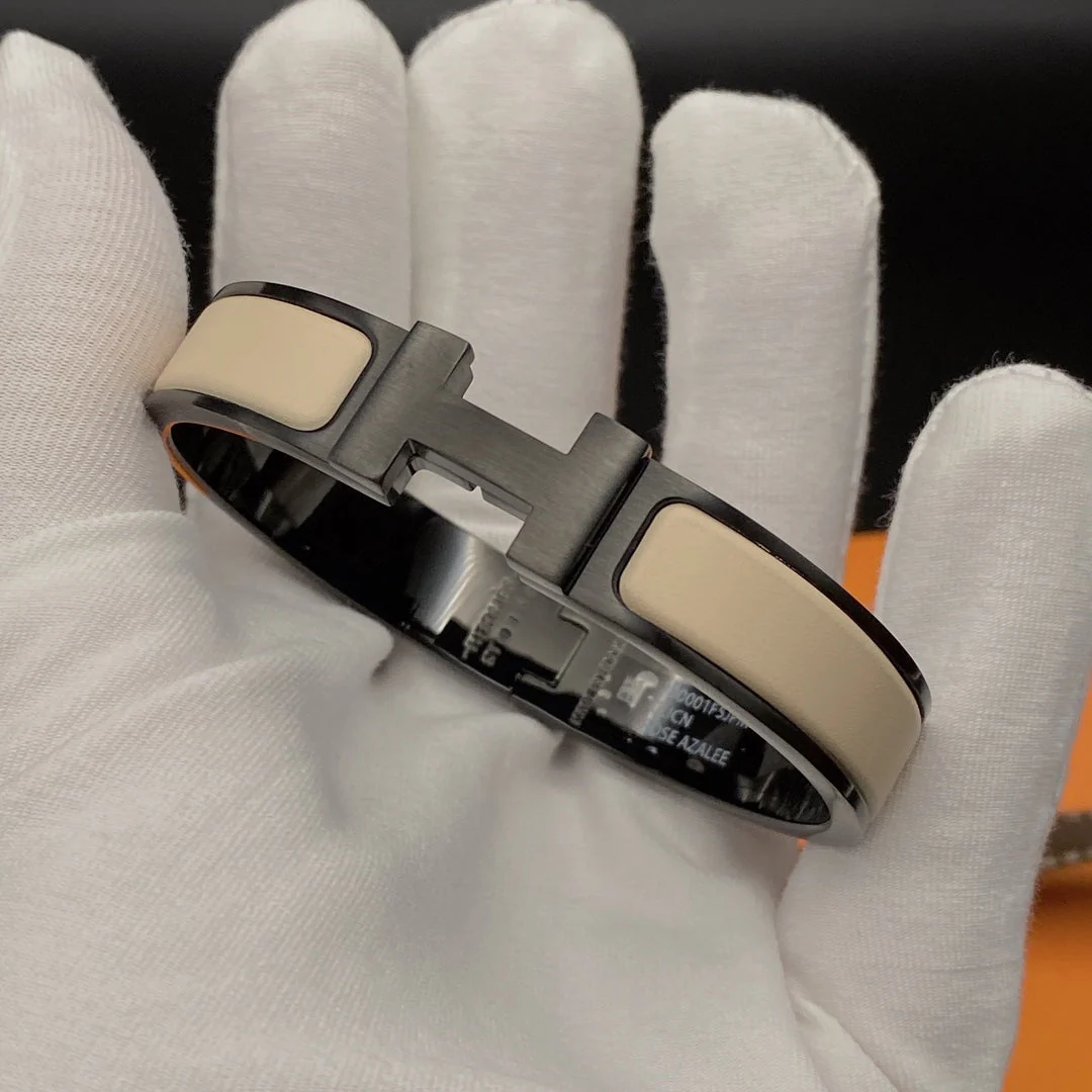 [Hermes]H BRACELET 12MM BLACK BEIGE CERAMIC