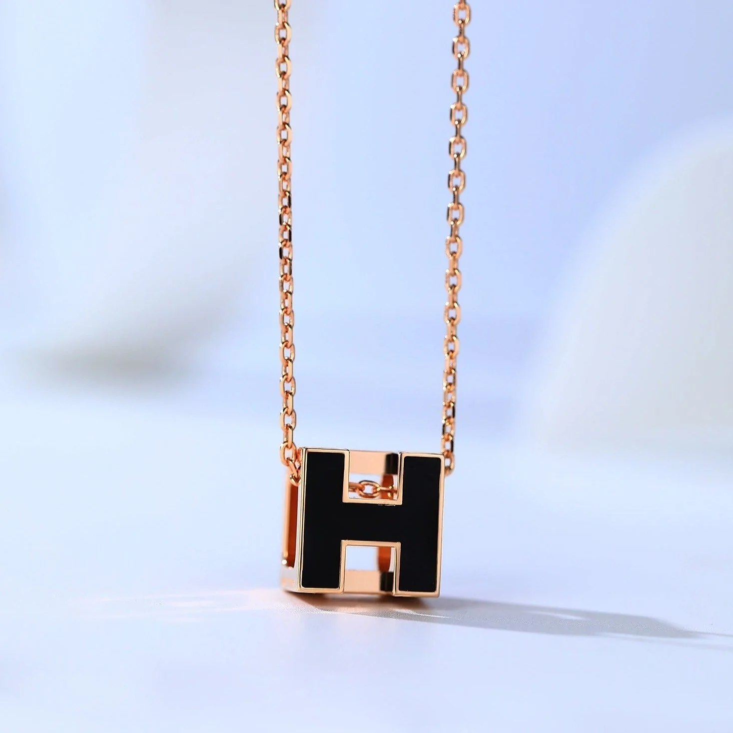 [Hermes]H CAGE PINK GOLD NECKLACE