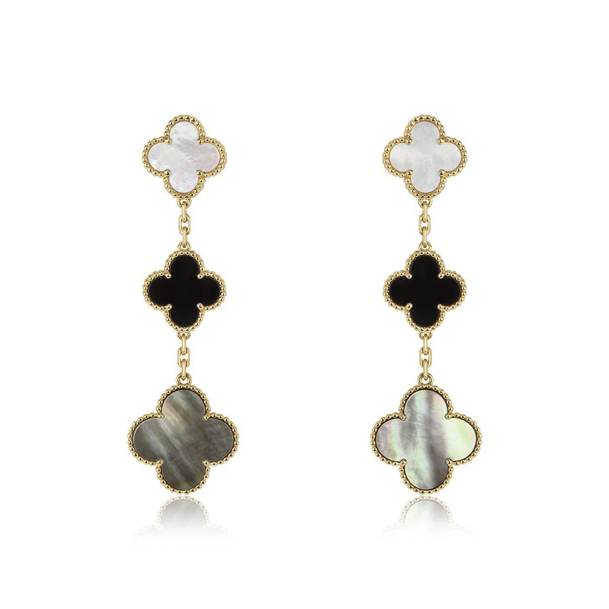 [Van Cleef & Arpels] EARRINGS GOLD ONYX MOP 3 MOTIF