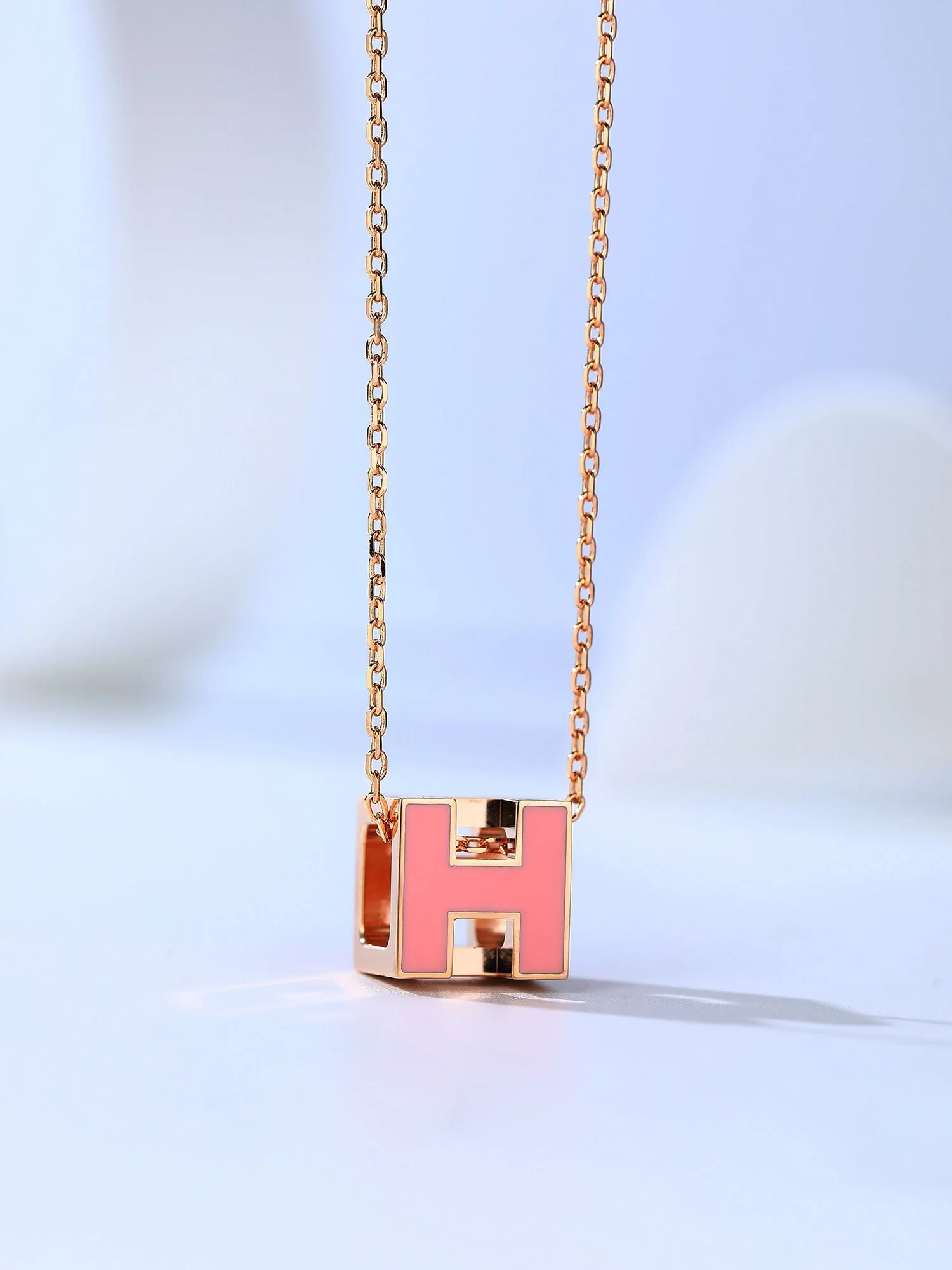 [Hermes]H CAGE PINK GOLD NECKLACE