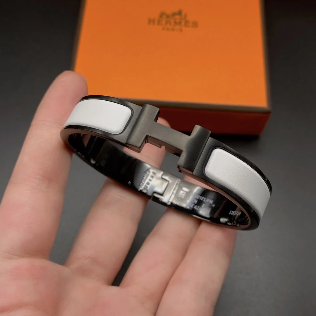 [Hermes]H BRACELET 12MM BLACK WHITE CERAMIC