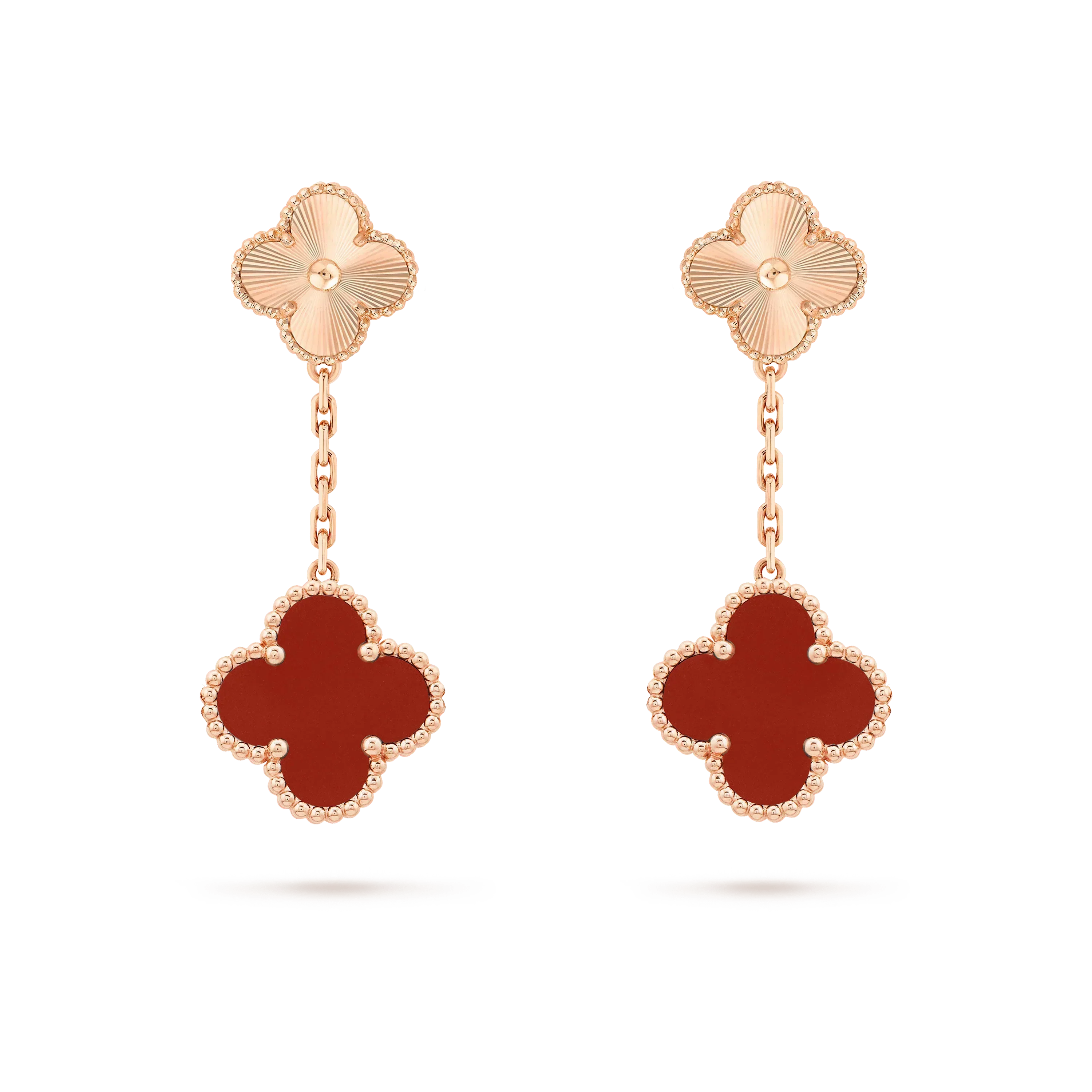 [Van Cleef & Arpels] 2 MOTIF  LASER CARNELIAN EARRINGS
