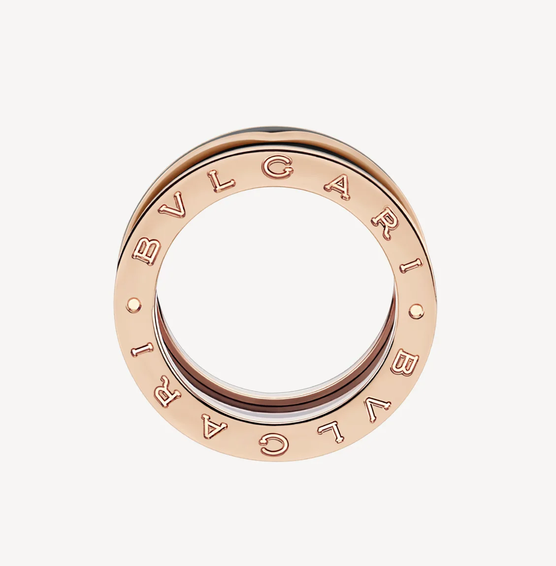 [Bulgari]ZERO 1 TWO-BAND WITH MATTE BLACK CERAMIC PINK GOLD RING