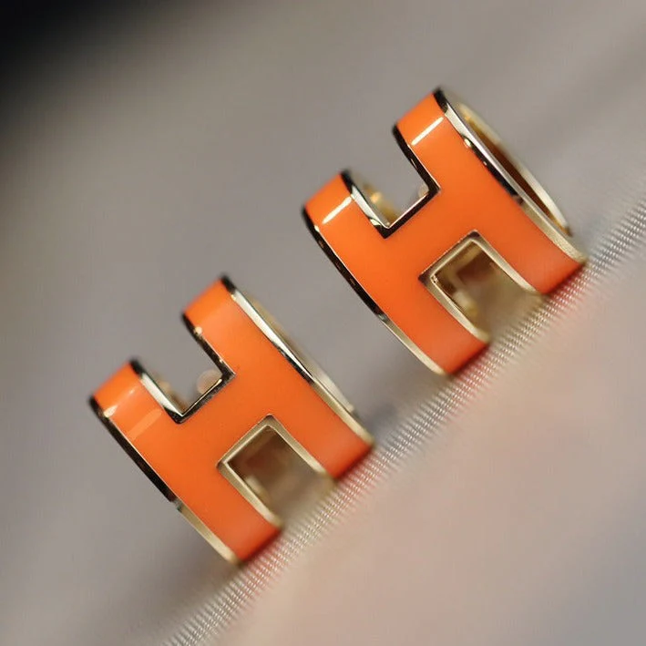 [Hermes]MINI POP H EARRINGS ORANGE