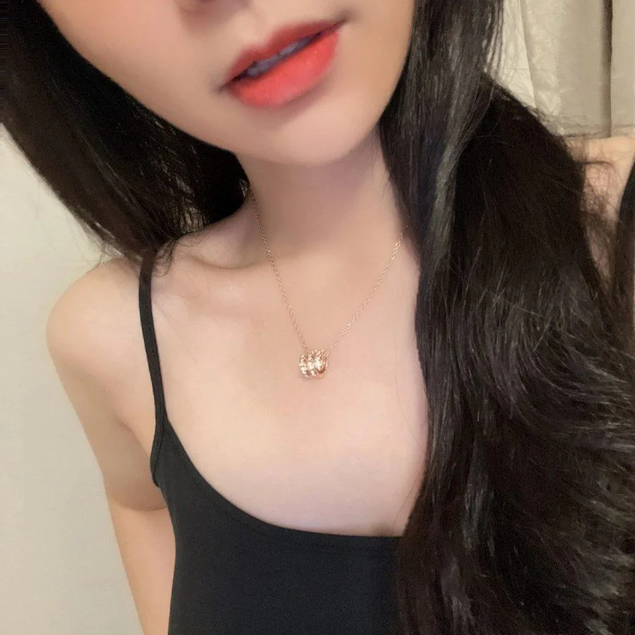 [Bulgari]SERPENTI PINK GOLD NECKLACE DOUBLE RING DIAMOND