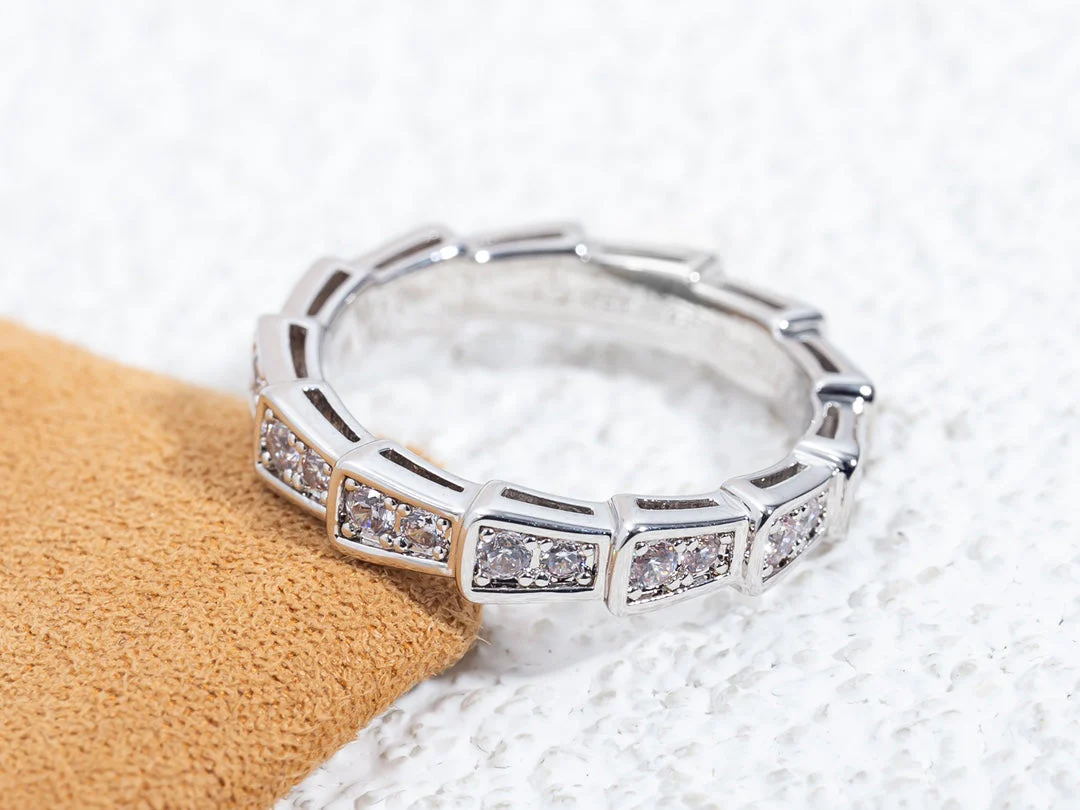 [Bulgari]SERPENTI RING SILVER DIAMOND PAVED 3MM