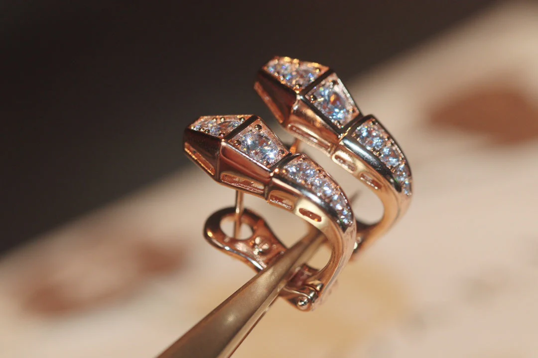 [Bulgari]SERPENT PINK GOLD DIAMOND EARRINGS
