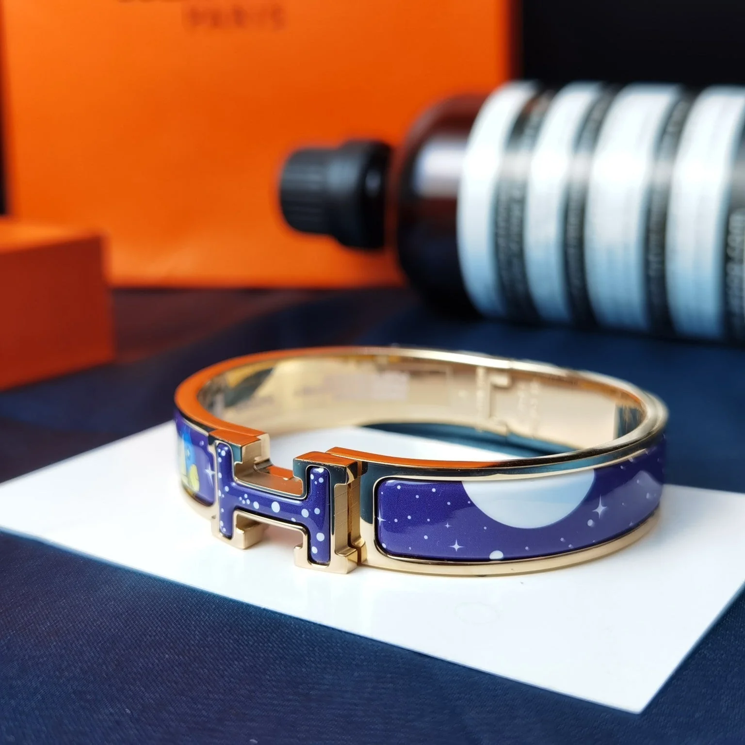 [Hermes]H STAR AND MOON BRACELET 12MM