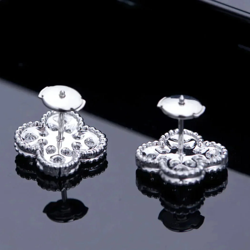 [Van Cleef & Arpels] 1 MOTIFS DIAMOND STUD EARRINGS SILVER