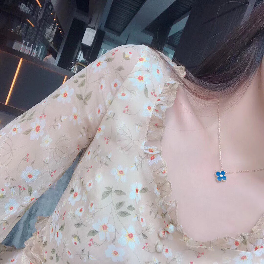 [Van Cleef & Arpels] 15MM DIAMOND AND BLUE AGATE NECKLACE