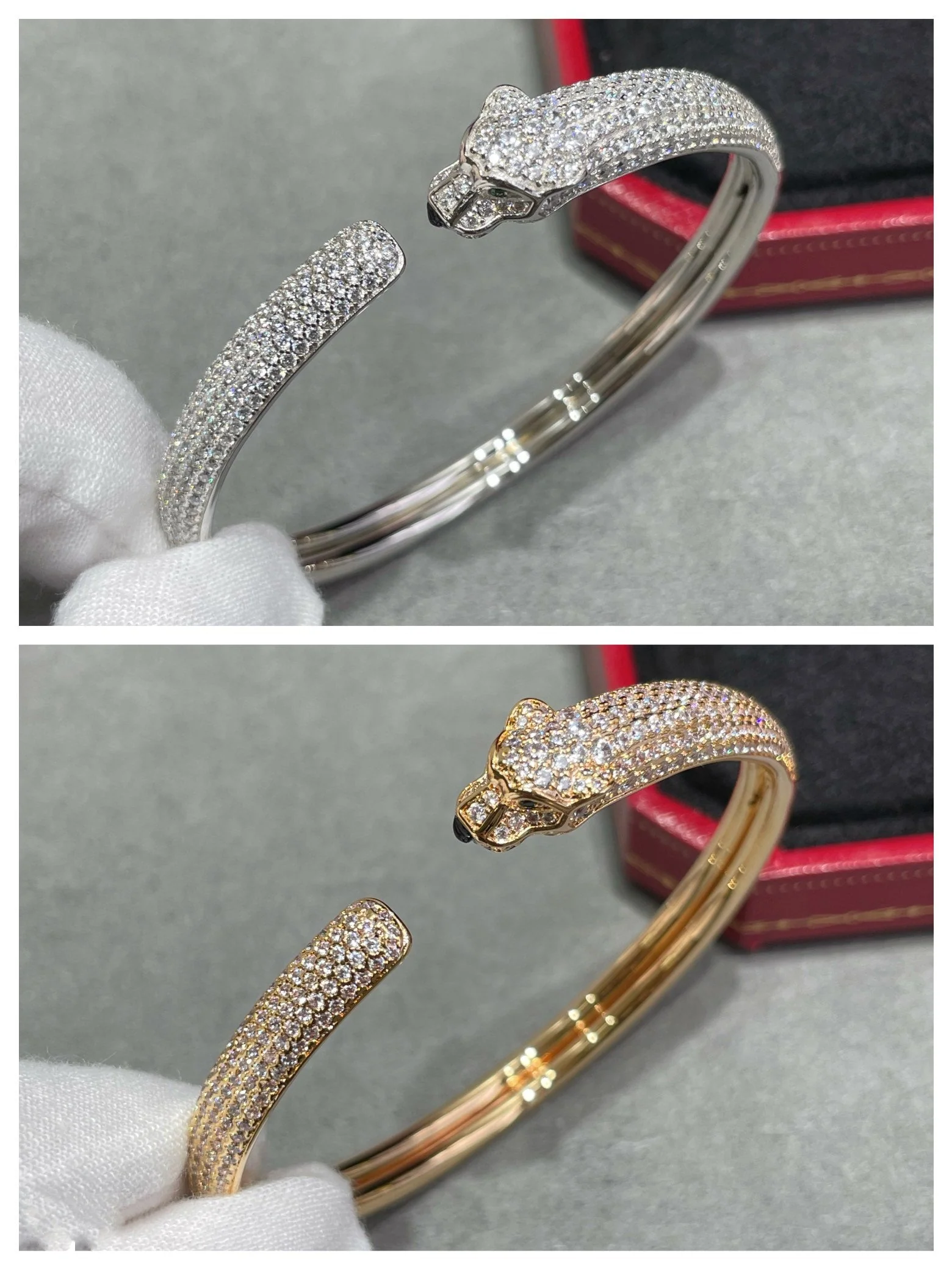 [Cartier]PANTHERE FULL DIAMOND OPEN BRACELET