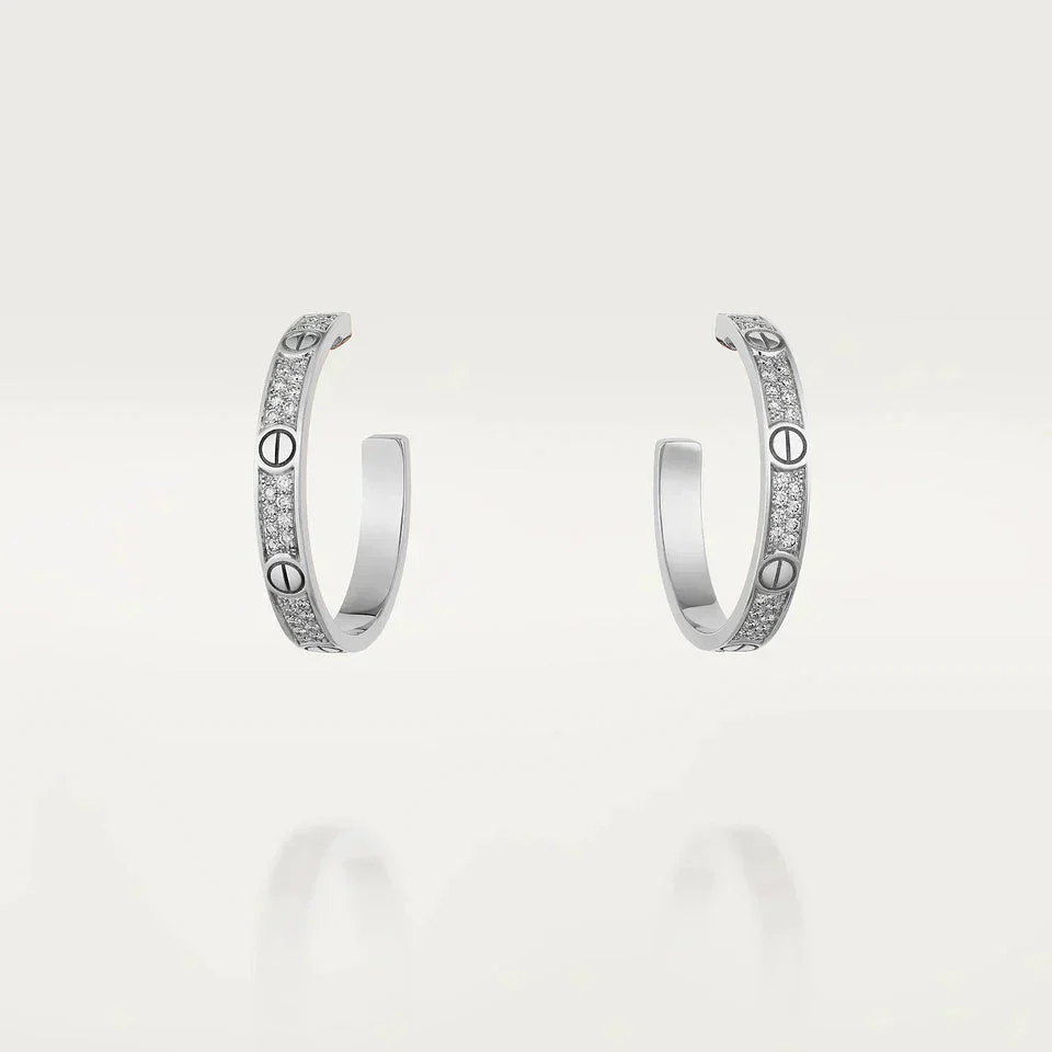 [Cartier]LOVE DIAMOND SILVER HOOP EARRINGS