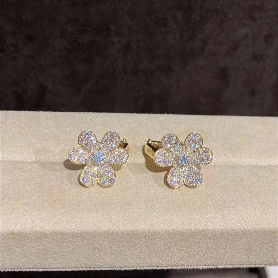 [Van Cleef & Arpels]FRIVOLE GOLD FLOWER DIAMOND EARRINGS