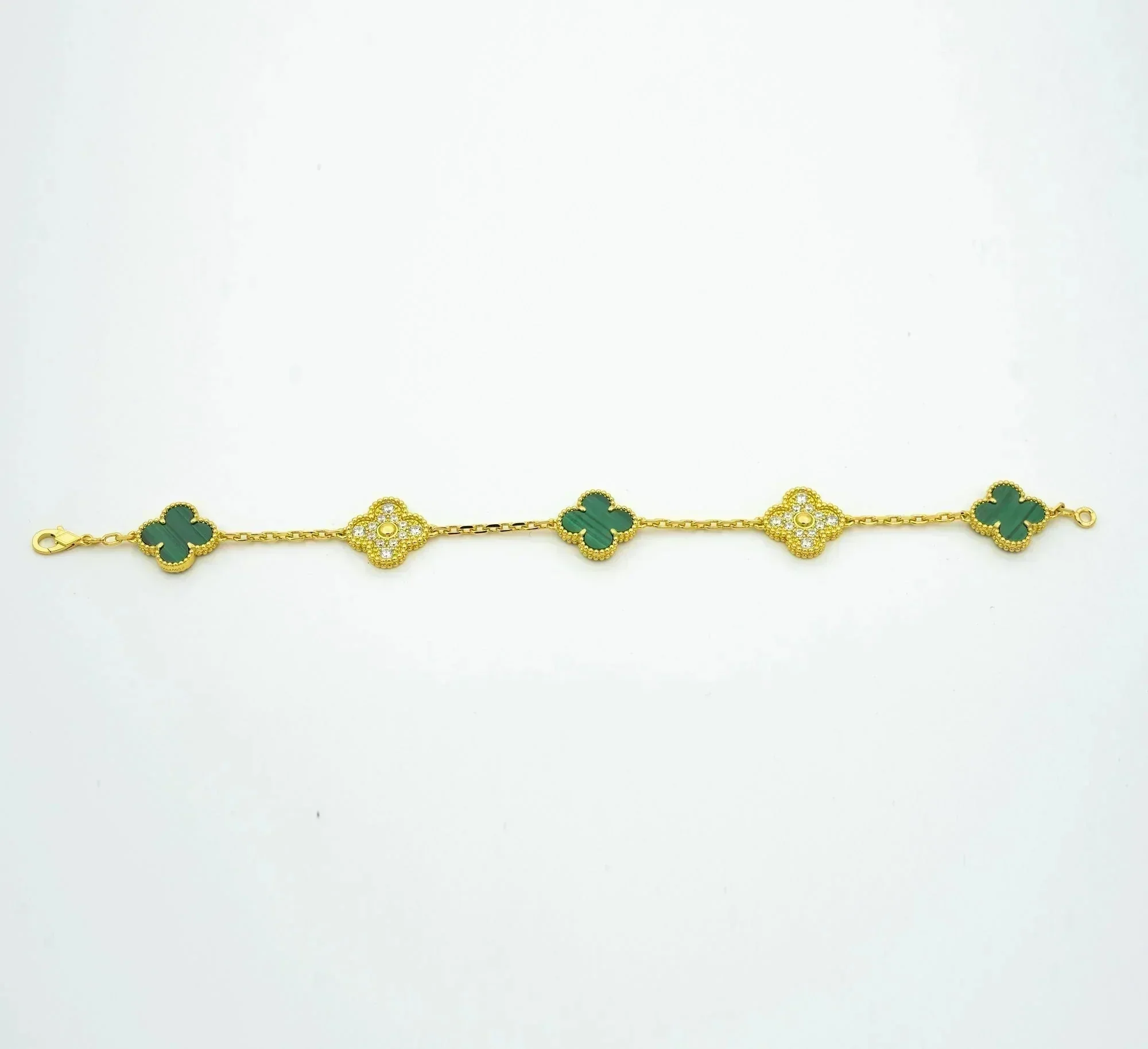 [Van Cleef & Arpels]  5 MOTIF MALACHITE DIAMOND BRACELET