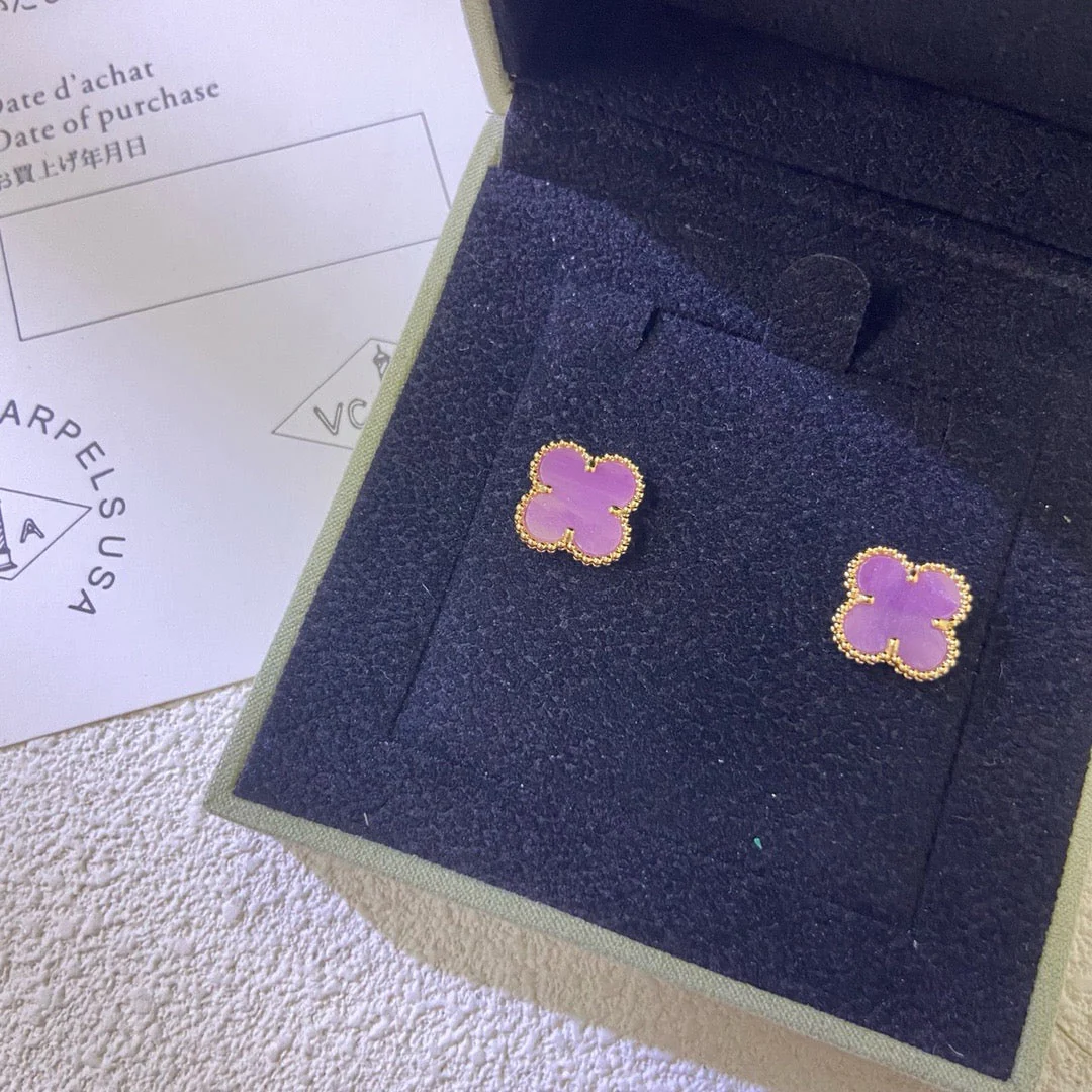 [Van Cleef & Arpels] MINI 9.5MM  PURPLE VIOLET EARRINGS