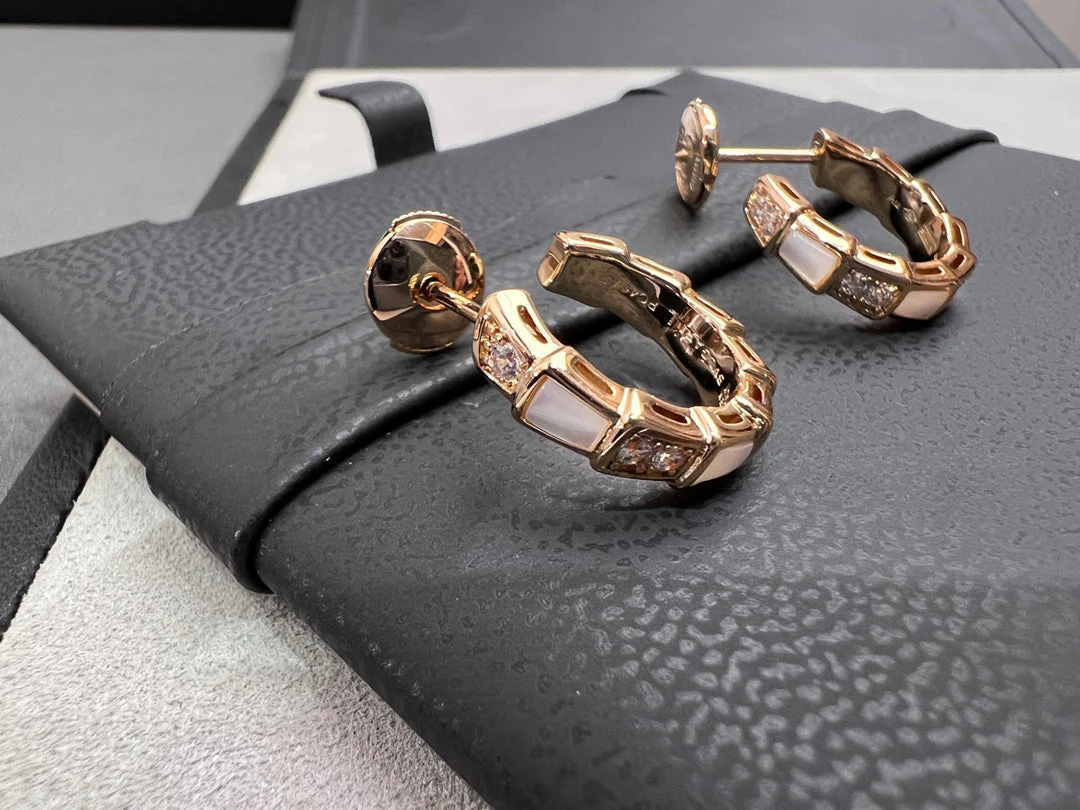[Bulgari]SERPENTI MOP PINK GOLD EARRINGS